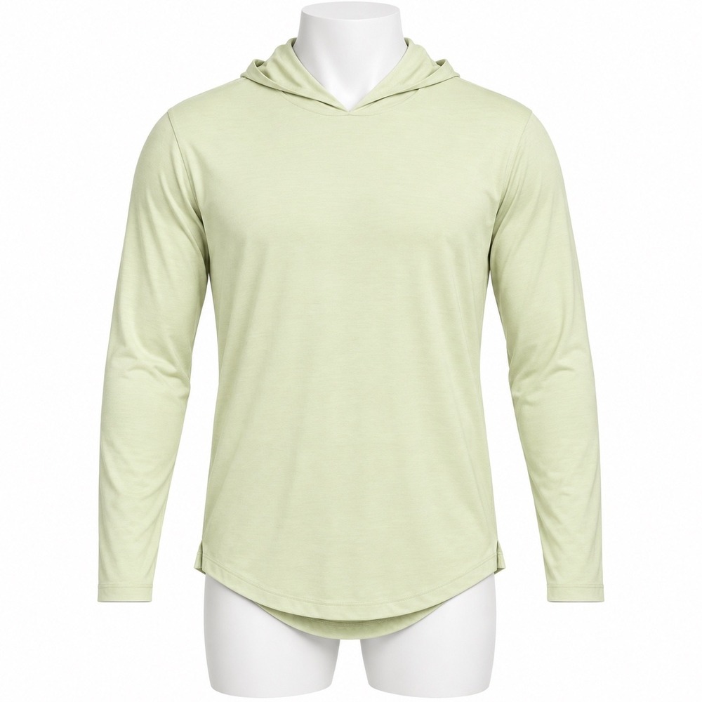Cuts Curve Hem Hoodie Men Small Pale Green Athleisure PYCA Pro Stretch Pullover